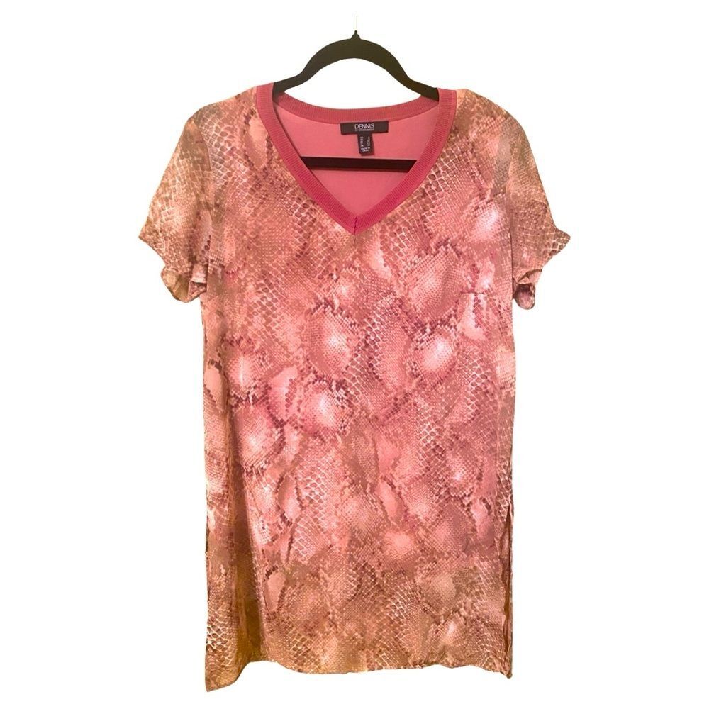 Dennis Basso Snakeskin Rose Layered Chiffon Tunic Top Stretch Size 2 Small NWT